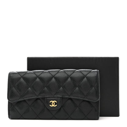 Chanel Caviar Quilted Large Gusset Flap Wallet Black 13 of 13