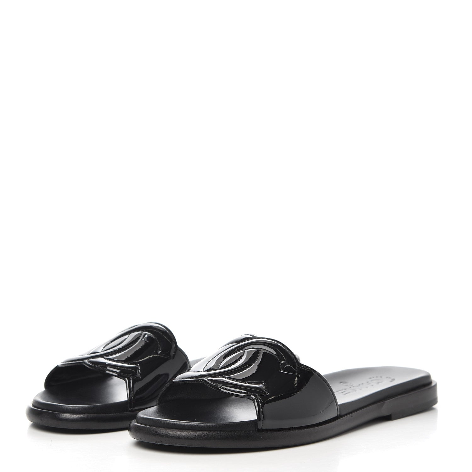 Chanel Patent Calfskin CC Slip On Mules 38 Black 3 of 11