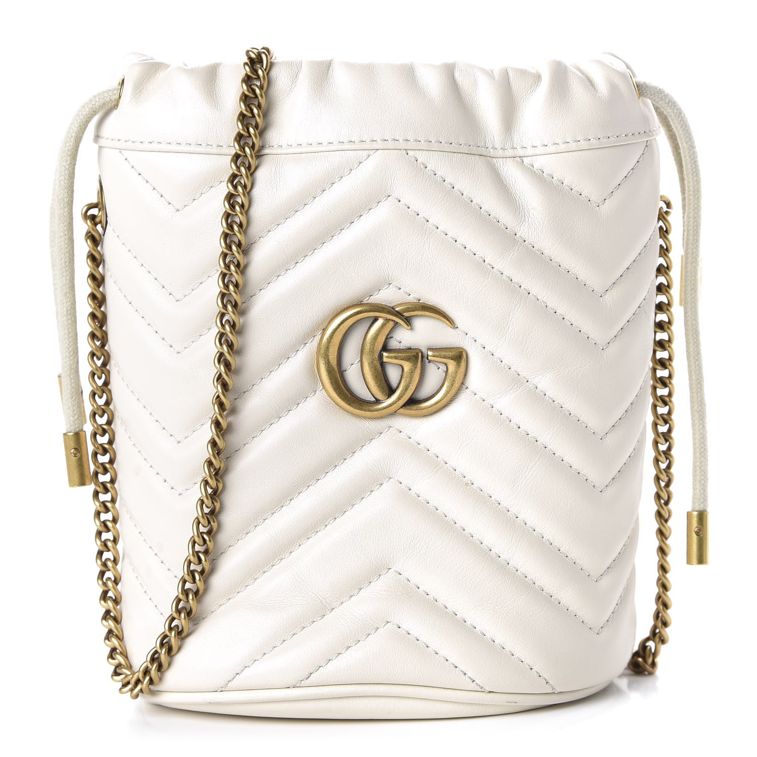 Gucci Calfskin Matelasse Mini GG Marmont 2.0 Bucket Bag White 1 of 9
