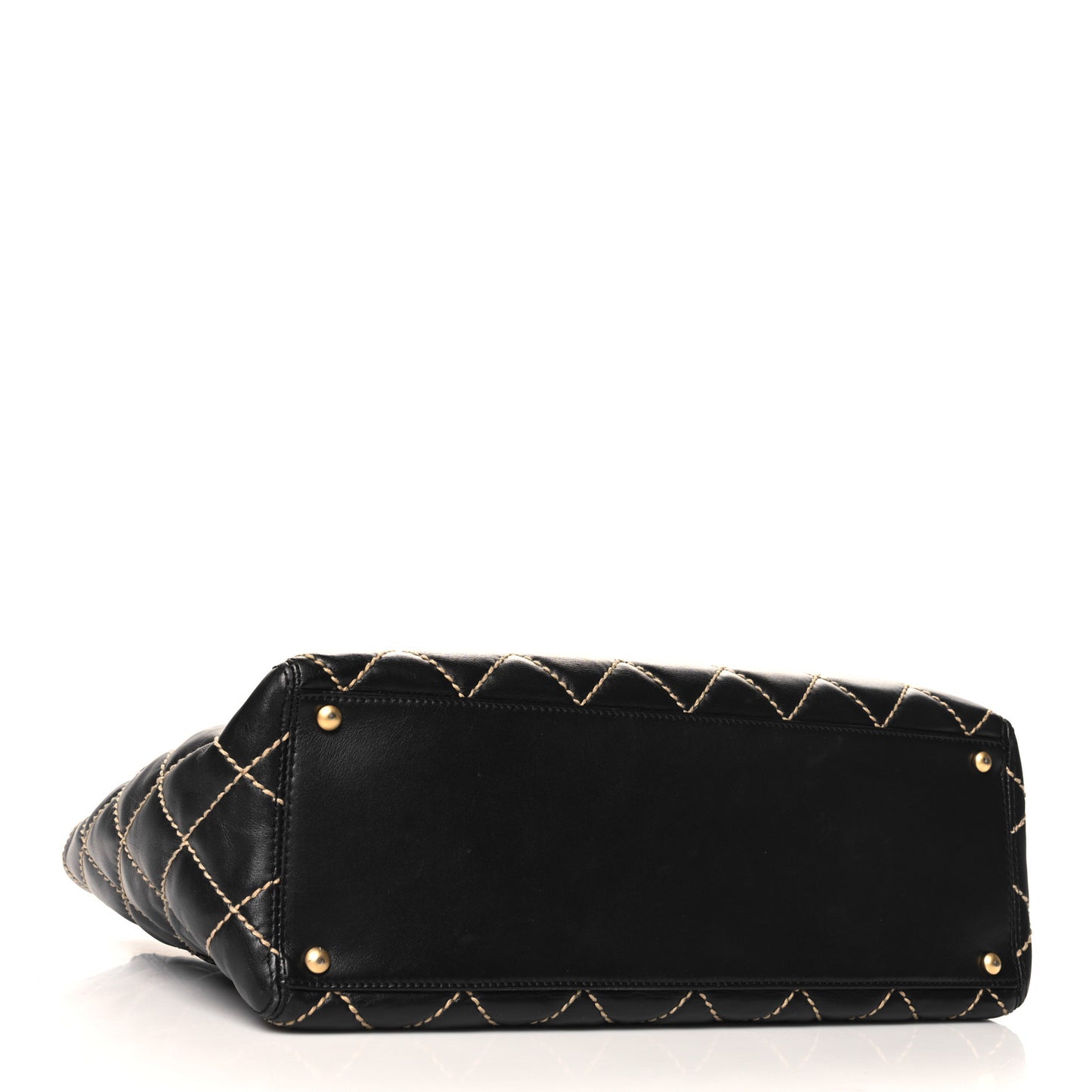 Calfskin Contrast Stitch Surpique Tote Black