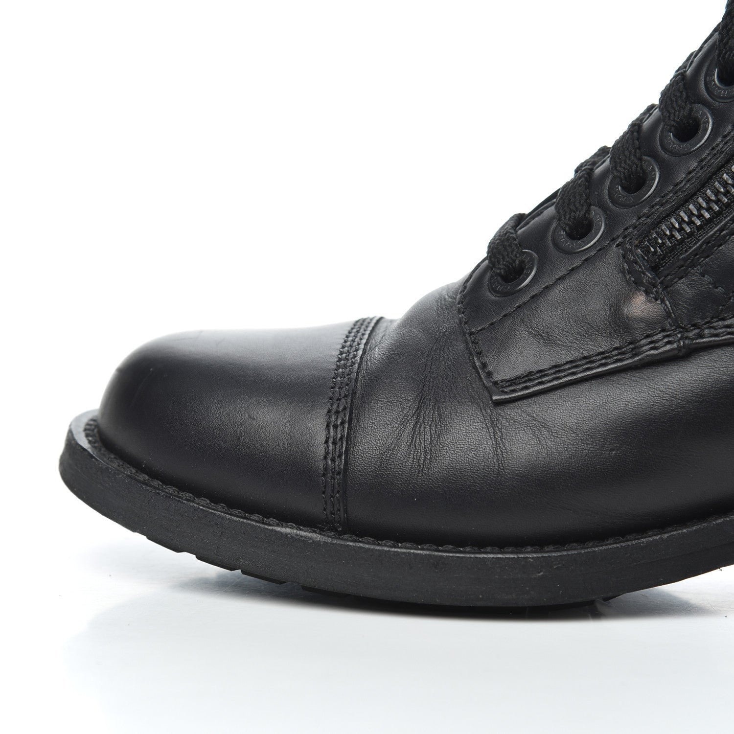 Chanel Calfskin Quilted Cap Toe Combat Boots 36 Black 13 of 17