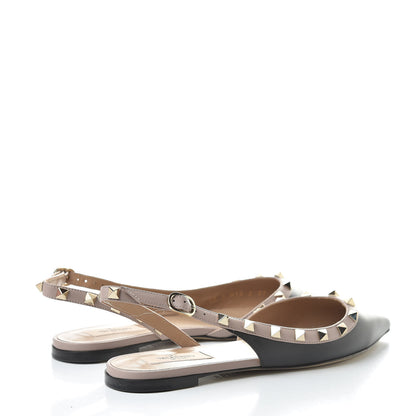 Valentino Garavani Nappa Rockstud Slingback Flats 37 Black Poudre 4 of 9