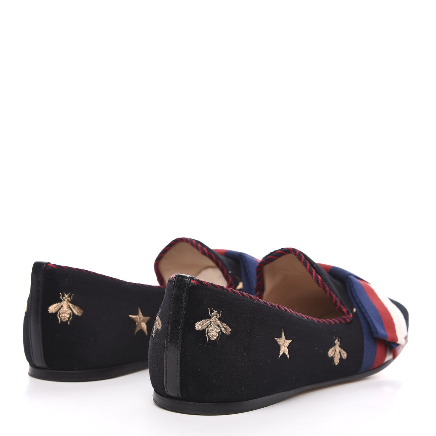 Velvet Bee Star Embroidered Sylvie Bow Loafers 37.5 Black