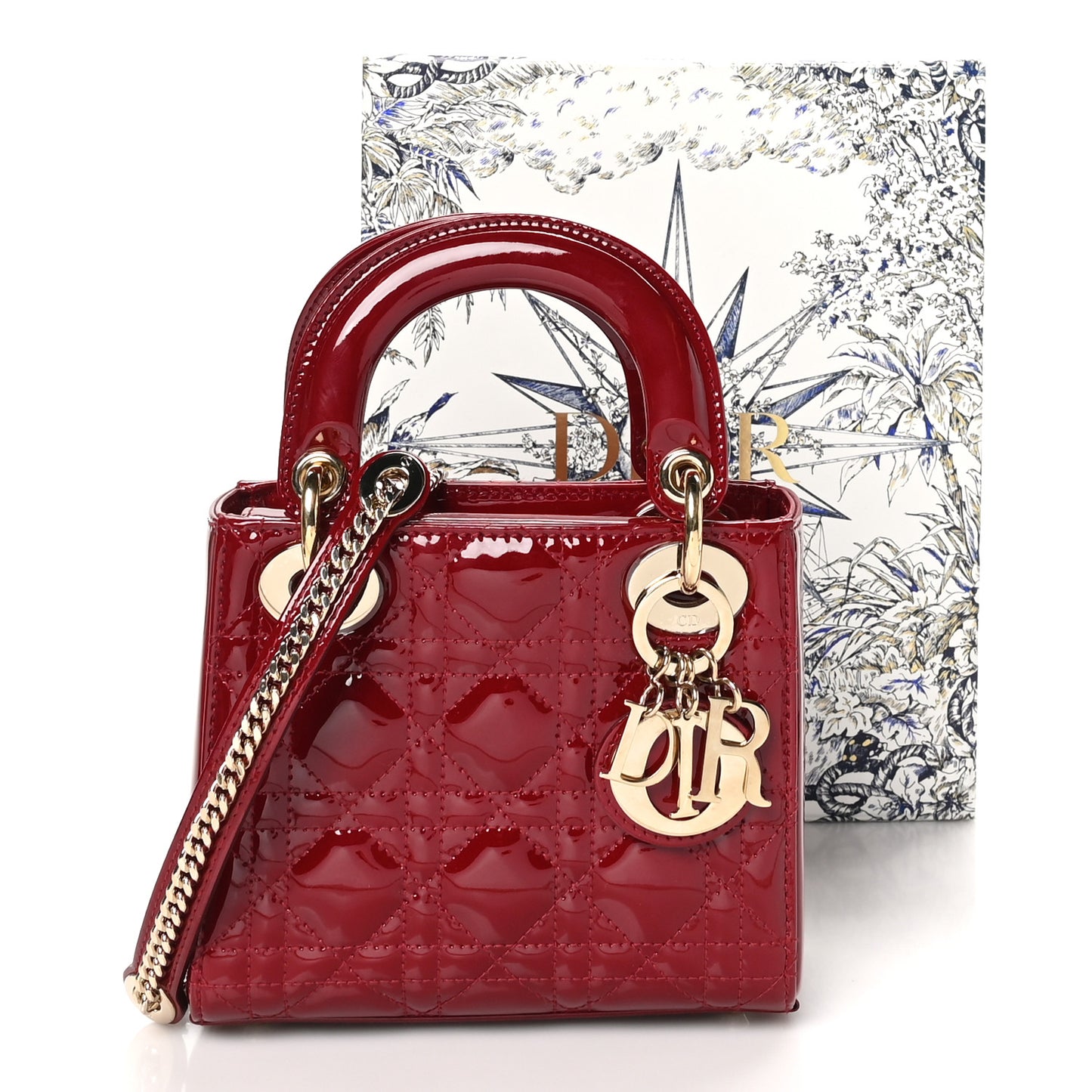 Patent Cannage Mini Lady Dior Red