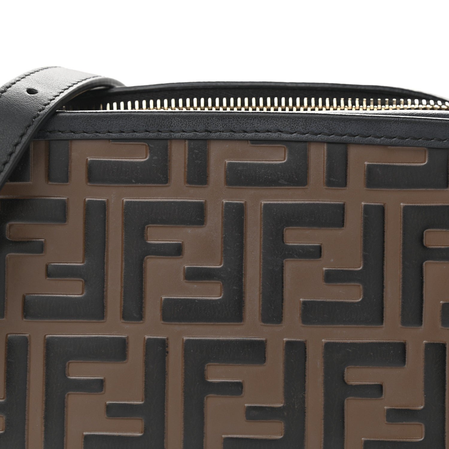 Fendi Vitello Century Bi-Color FF 1974 Embossed Mini Camera Case Maya Black 7 of 10