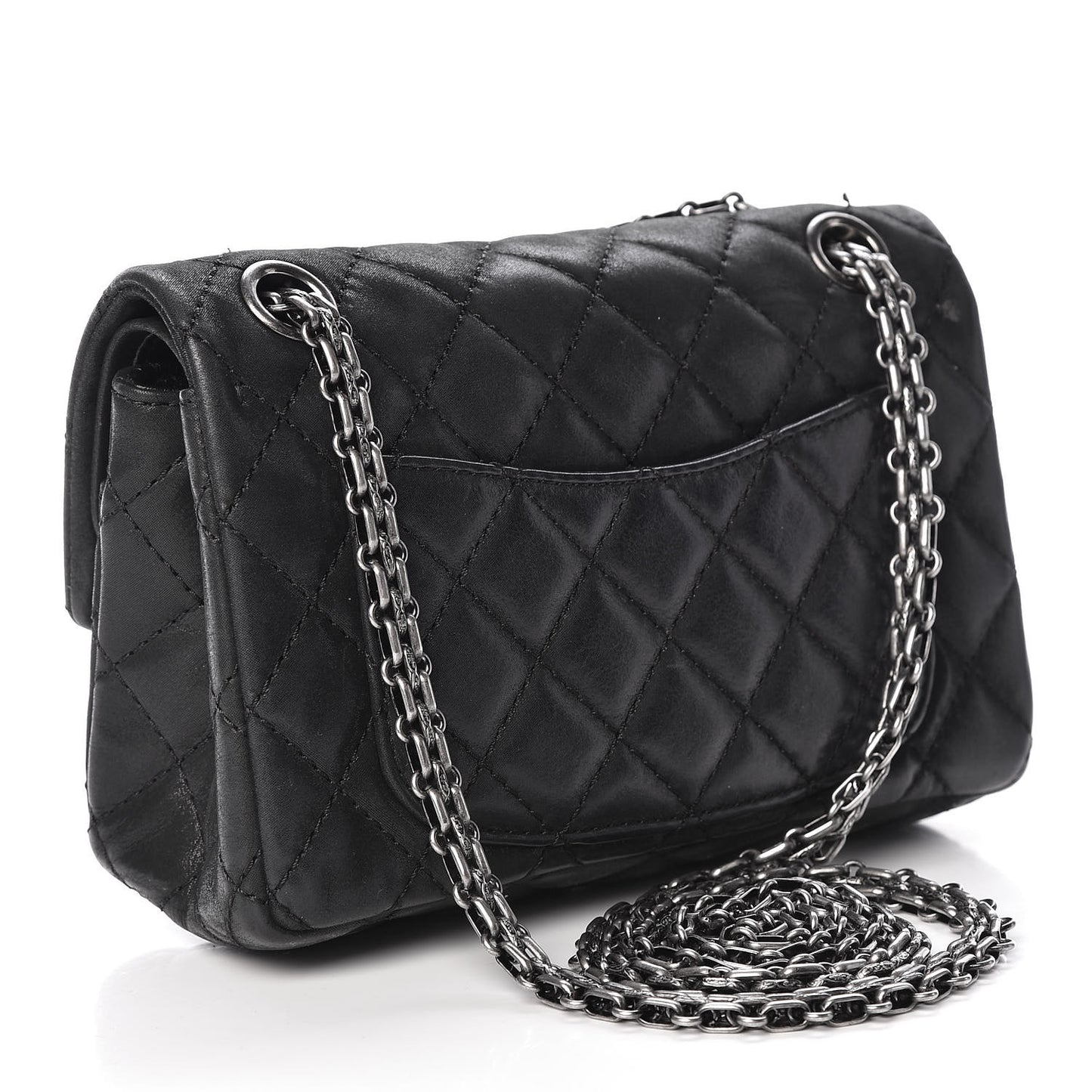 Iridescent Calfskin Quilted 2.55 Reissue 224 Flap Black
