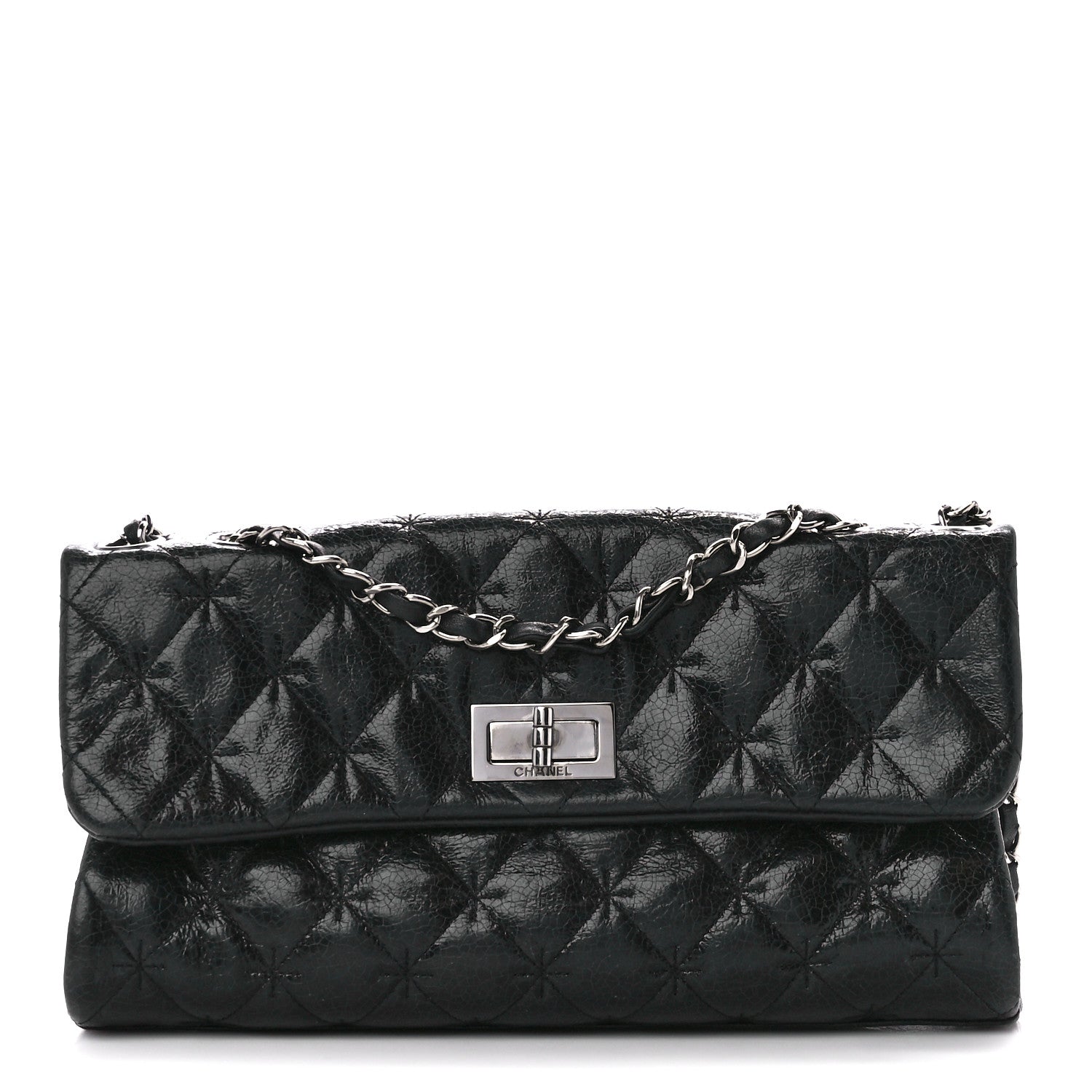 Chanel Glazed Crackled Calfskin Mademoiselle Flap Black 1 of 10