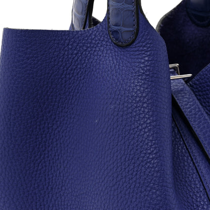 Hermes Taurillon Clemence Matte Alligator Picotin Lock Touch 22 MM Bleu Electrique 11 of 12
