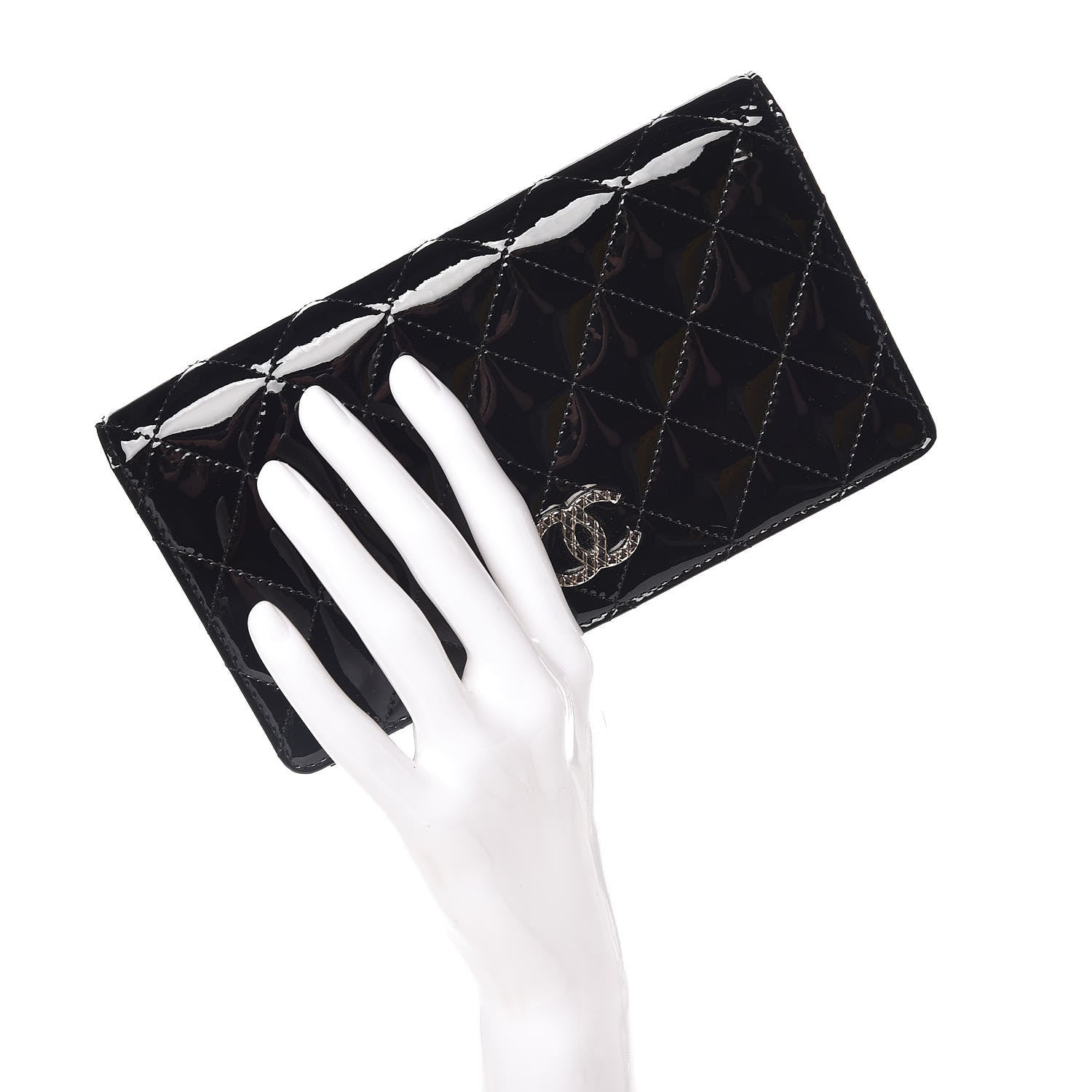 Chanel Patent Quilted Brilliant Yen Wallet Black 2 of 9