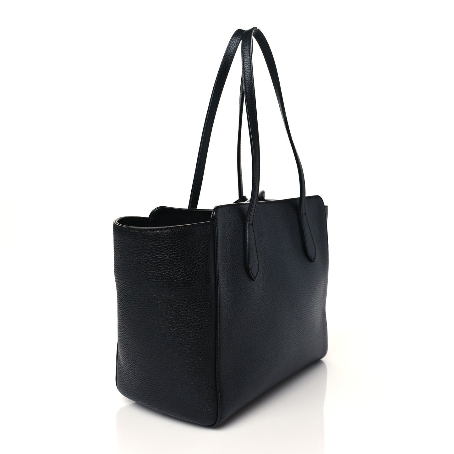 Pebbled Calfskin Small Swing Tote Black