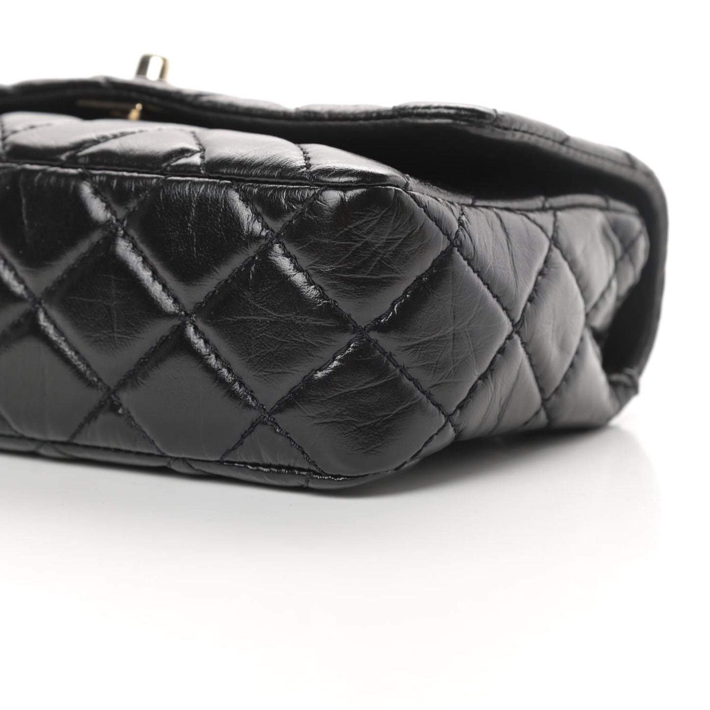 Shiny Lambskin Quilted Small Montcoco Flap Black