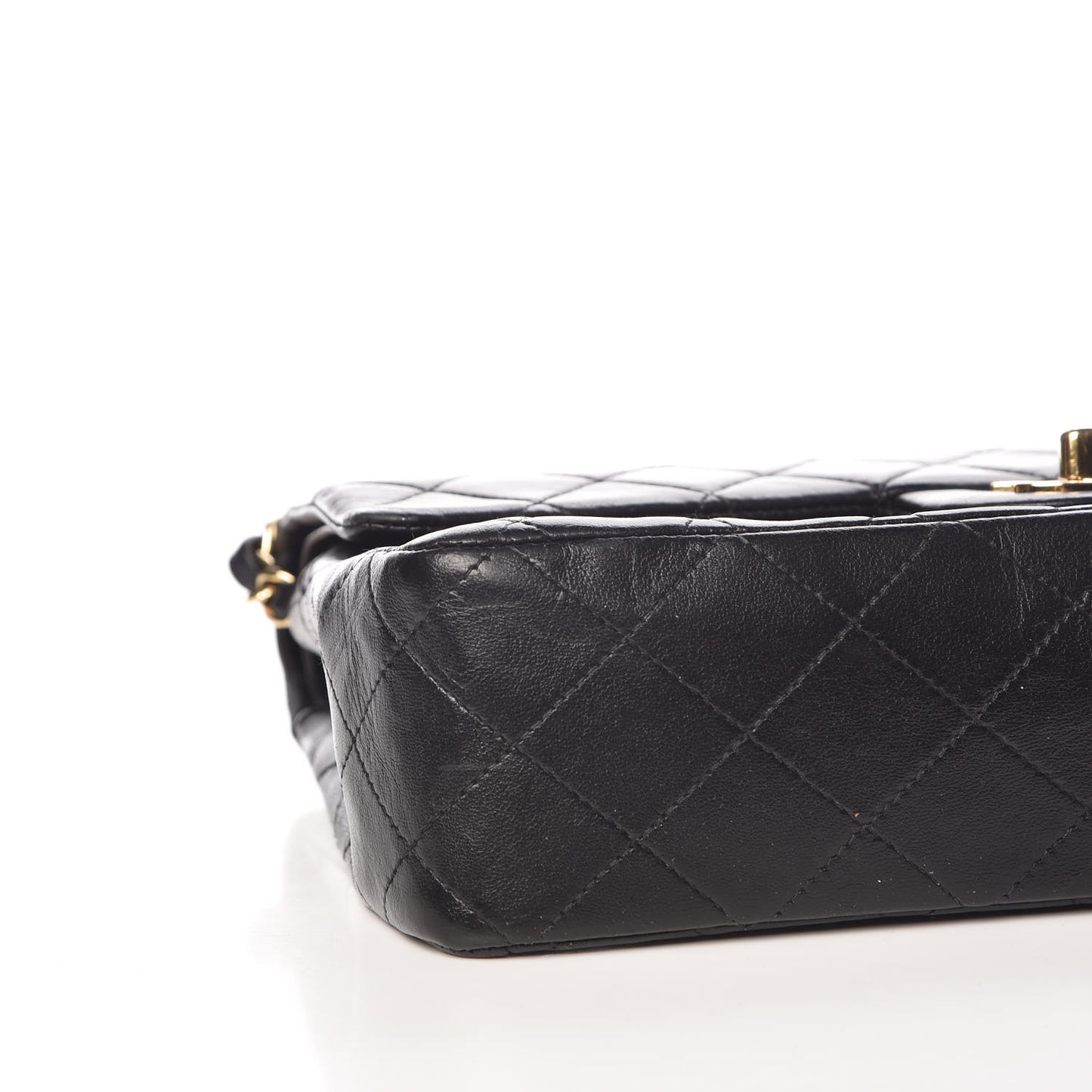 Lambskin Quilted Medium Double Flap Black