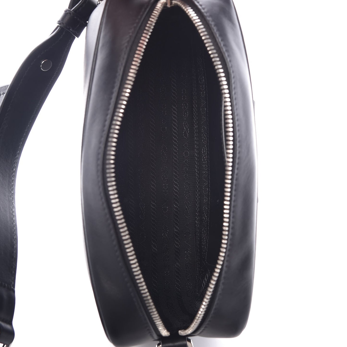 PRADA City Calfskin Racing Logo Camera Bag Black Fuxia