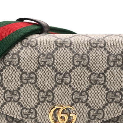 Gucci GG Supreme Monogram Textured Dollar Calfskin Web Mini Ophidia Envelope Shoulder Bag Beige Ebony New Acero 8 of 10