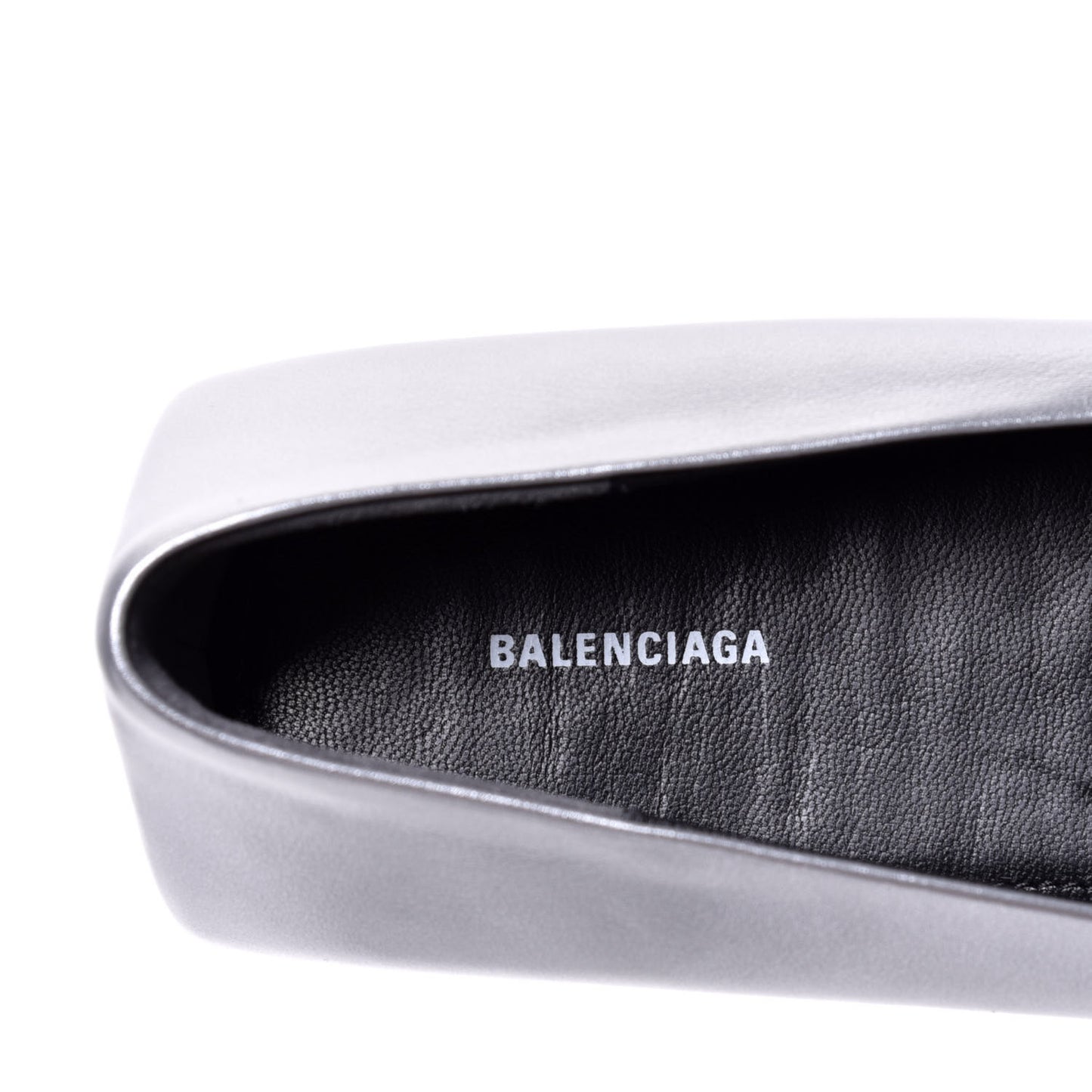 Metallic Calfskin BB Knife Pointy Toe Ballerina Flats 38 Silver Hardware