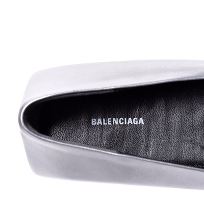 Balenciaga Metallic Calfskin BB Knife Pointy Toe Ballerina Flats 38 Silver Hardware 7 of 10