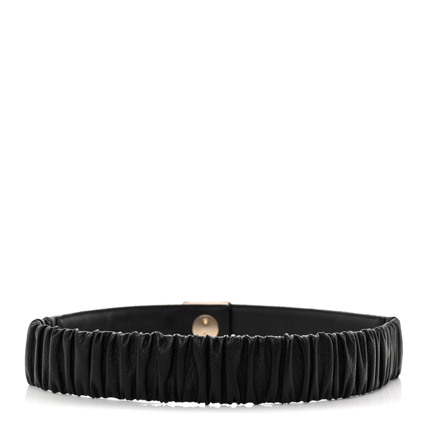 Lambskin Quilted Ruched Turn Lock CC Belt 70 28 Black
