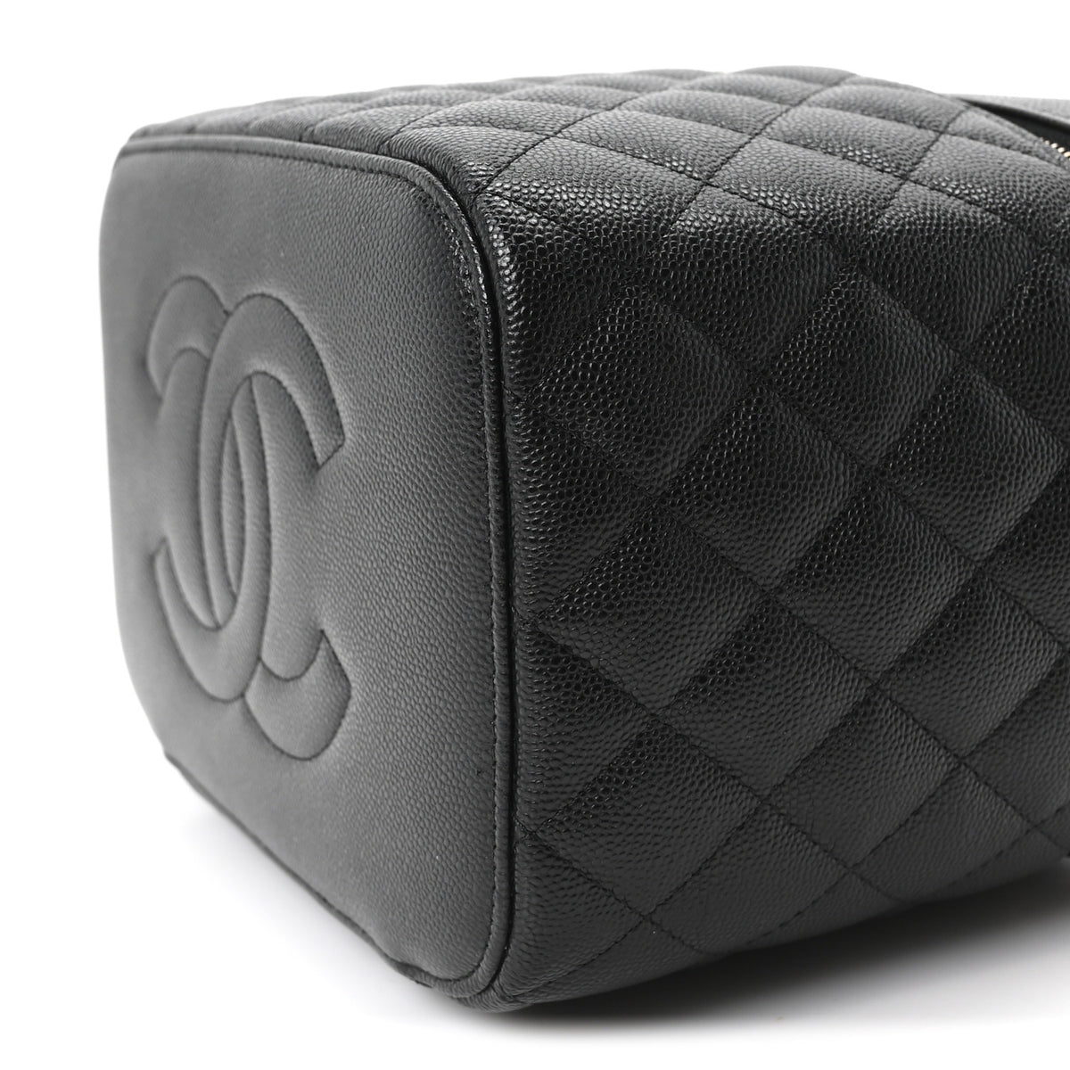 Caviar Quilted Large Vanity Pouch Black
