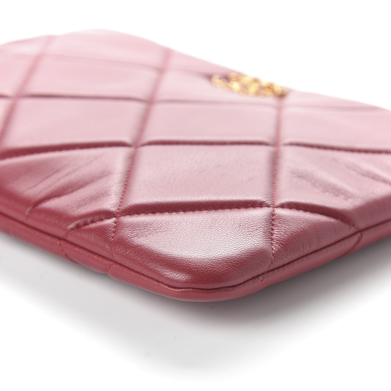 Chanel Goatskin Quilted Large 19 Cosmetic Case Red 7 of 12