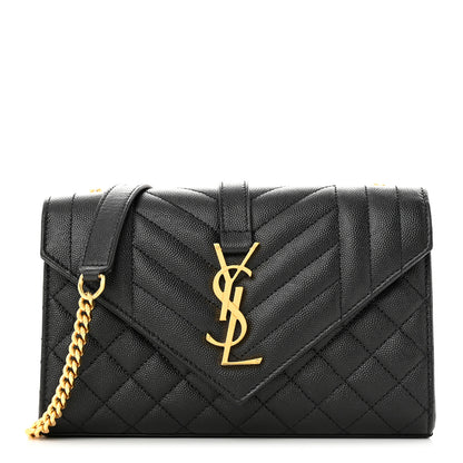Saint Laurent Grain De Poudre Textured Mixed Matelasse Triquilt Small Monogram Satchel Black 1 of 11