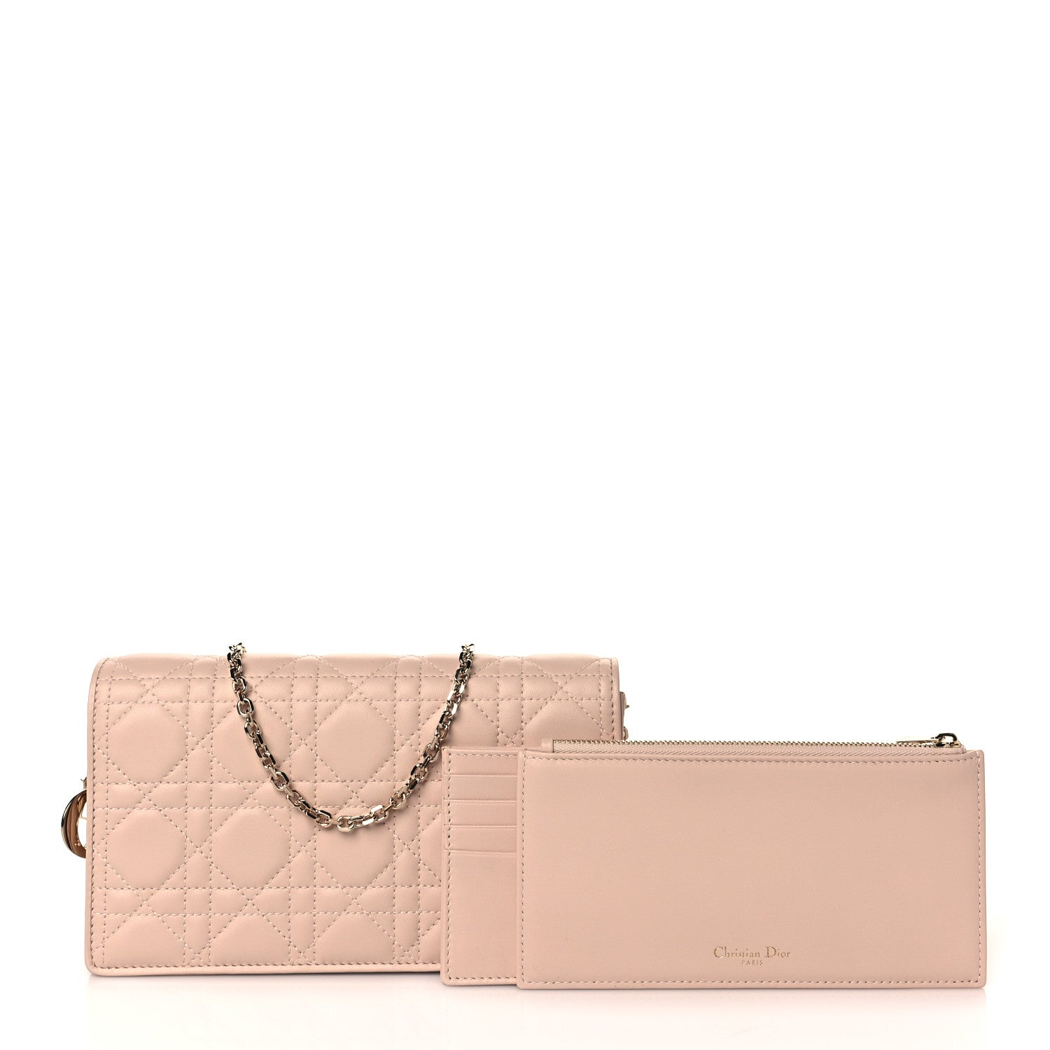 Christian Dior Lambskin Cannage Lady Dior Clutch Rose Poudre 1 of 10