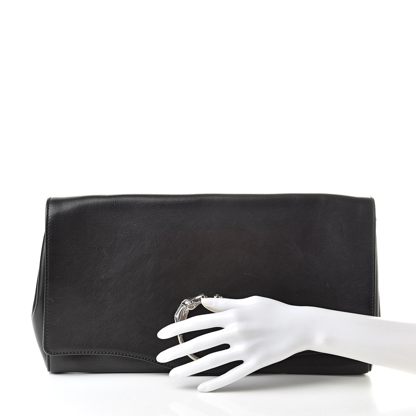 Calfskin Ribot Horse-Heads Clutch Black