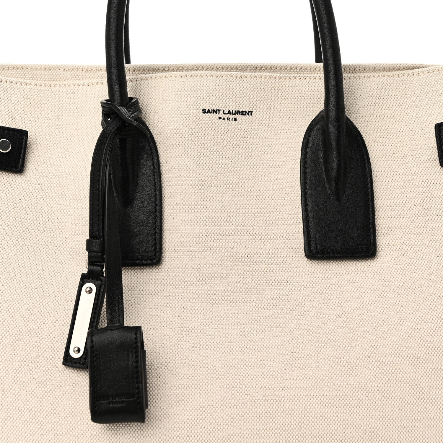 Saint Laurent Canvas Calfskin Large Thin Sac De Jour Naturel Black 7 of 9