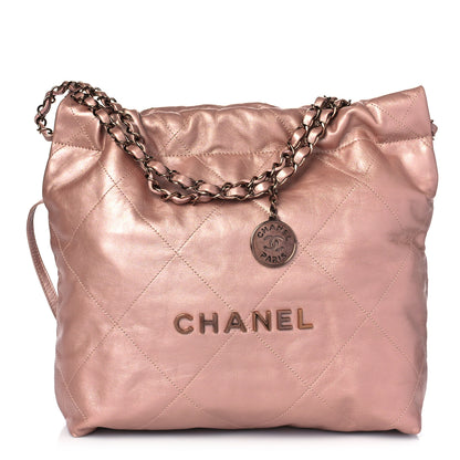 Chanel Metallic Calfskin Quilted Small Chanel 22 Pink 3 of 10
