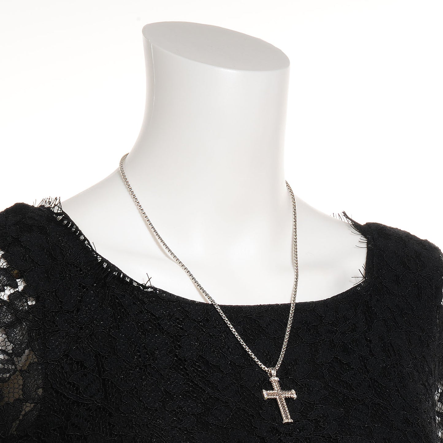 Sterling Silver Diamond Chevron Cross Pendant Necklace
