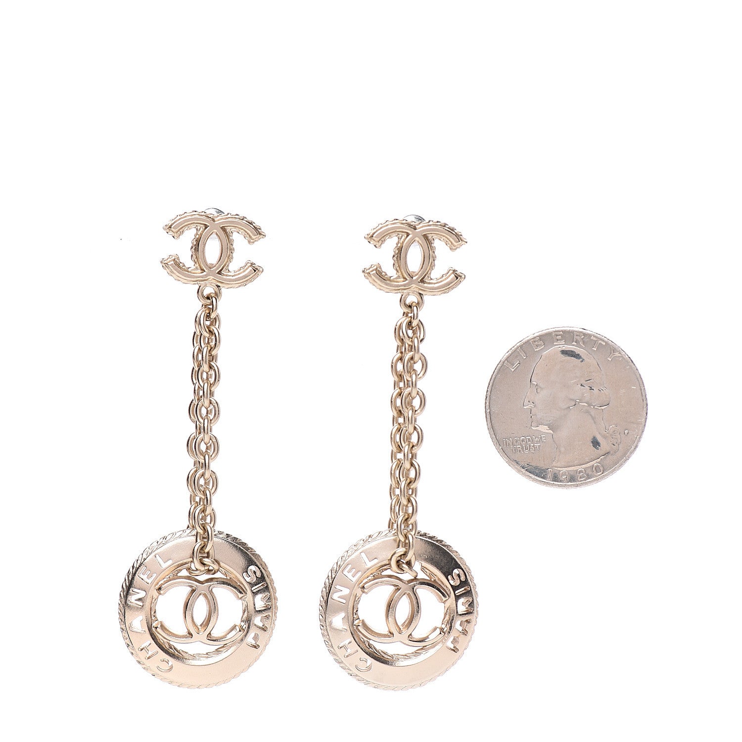 Chanel Chain CC Drop Earrings Gold 2 of 6