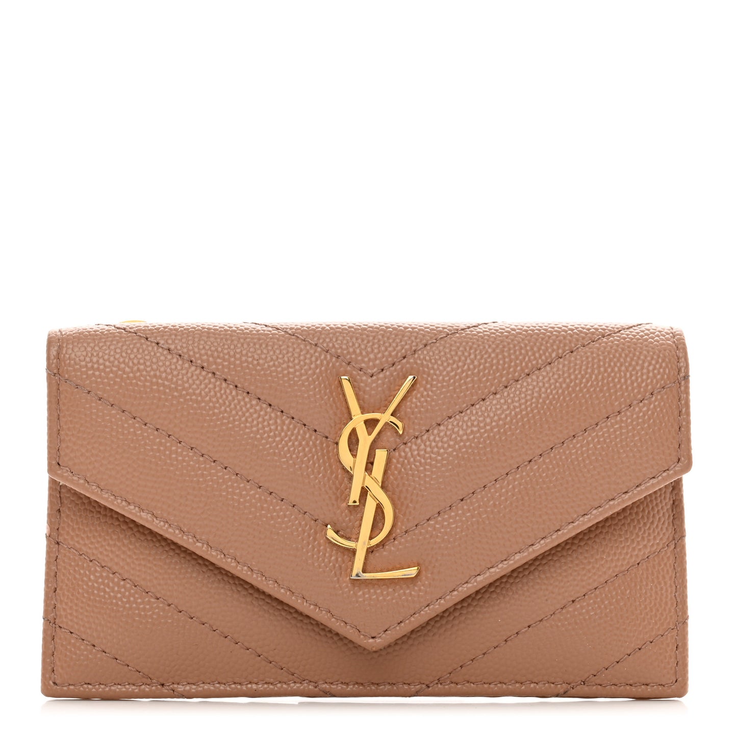 Grain De Poudre Matelasse Chevron Monogram Compact Wallet Vintage Peach