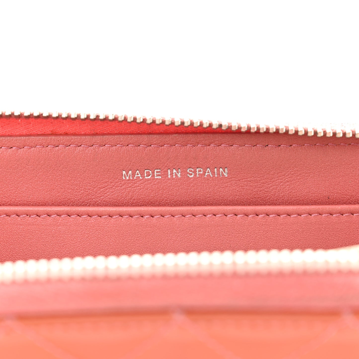 Patent Quilted Brilliant Zip Around Wallet Coral