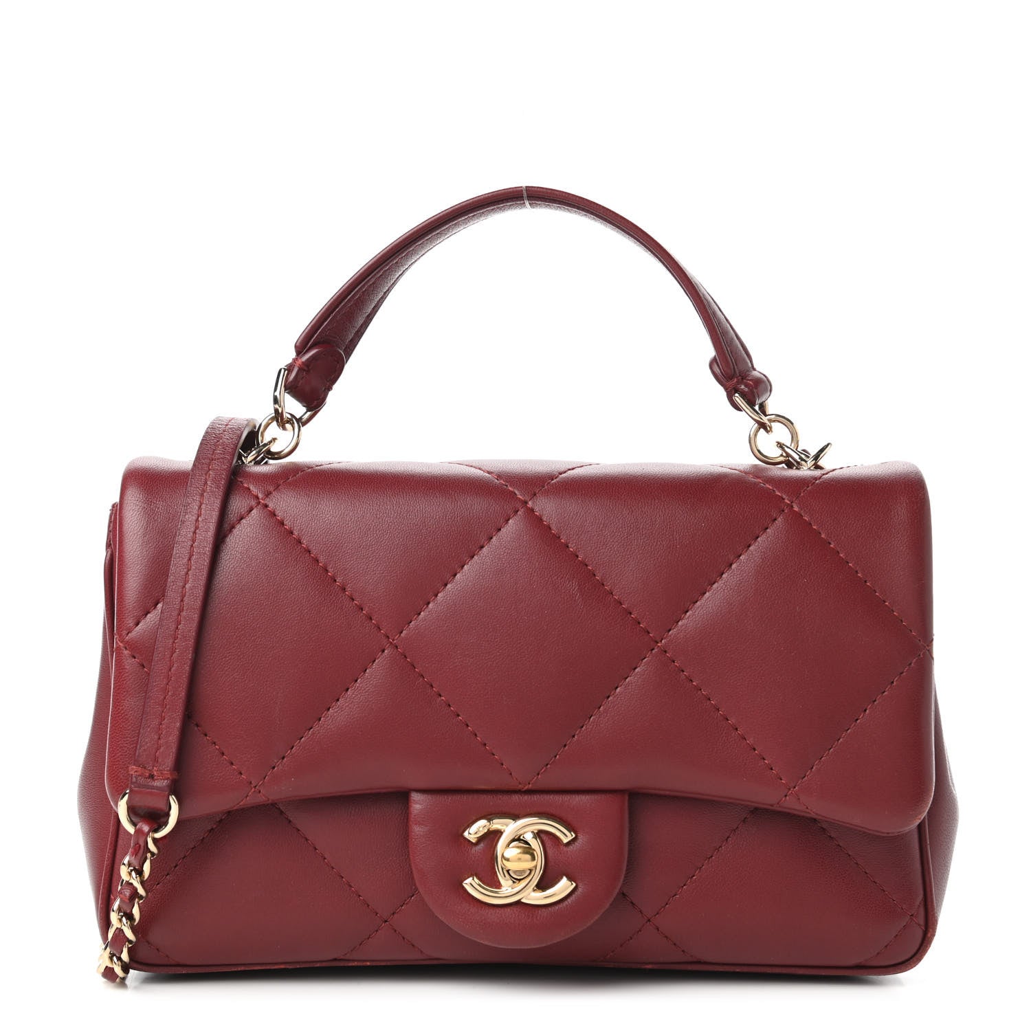 Chanel Lambskin Quilted Small Easy Carry Flap Burgundy 1 of 12