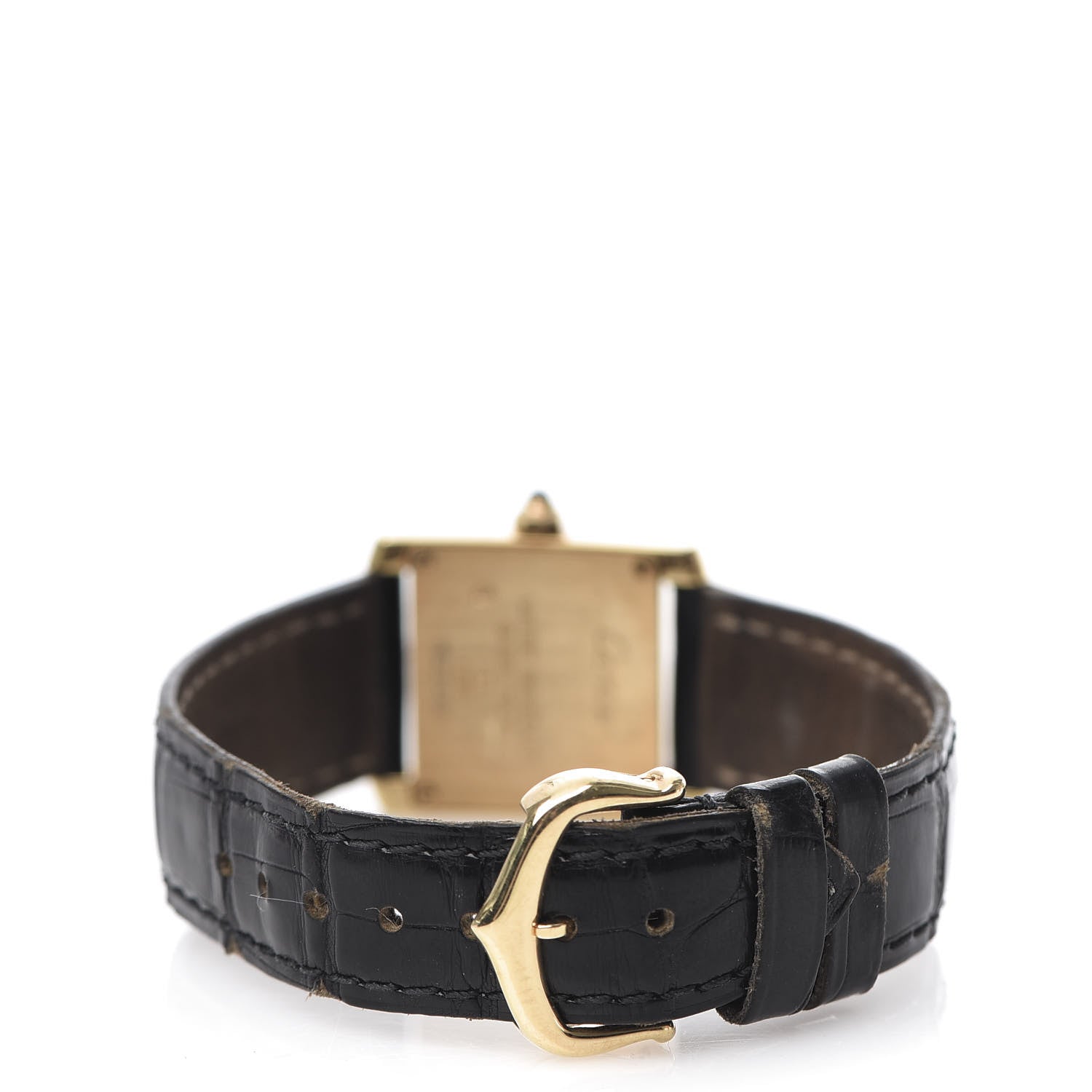 Cartier 18K Yellow Gold Alligator 20mm Tank Francaise Quartz Watch 4 of 11