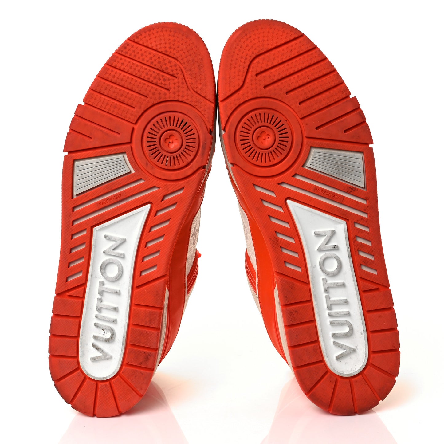 Calfskin Embossed Monogram Mens LV Trainer Sneakers 10.5 Orange