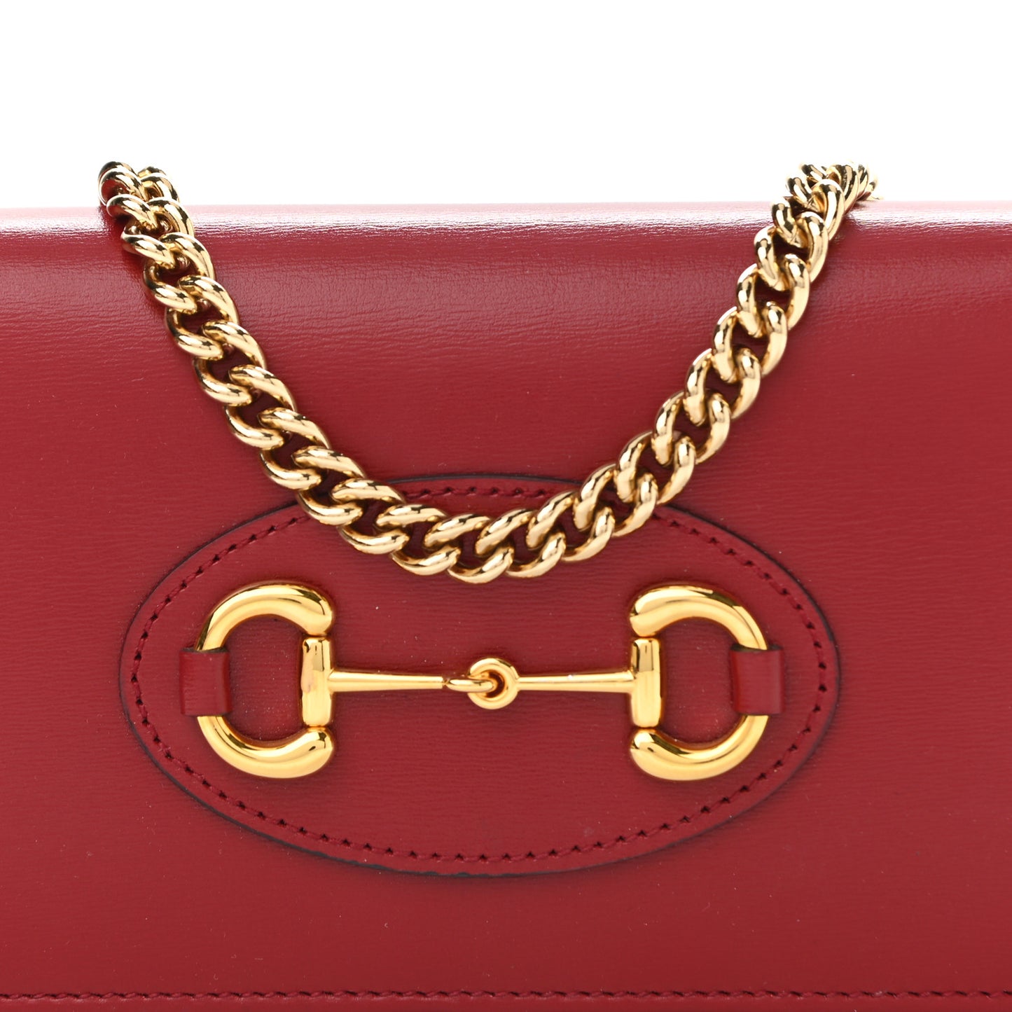 Boarded Plutone Calfskin Horsebit 1955 Wallet On Chain New Cherry Red