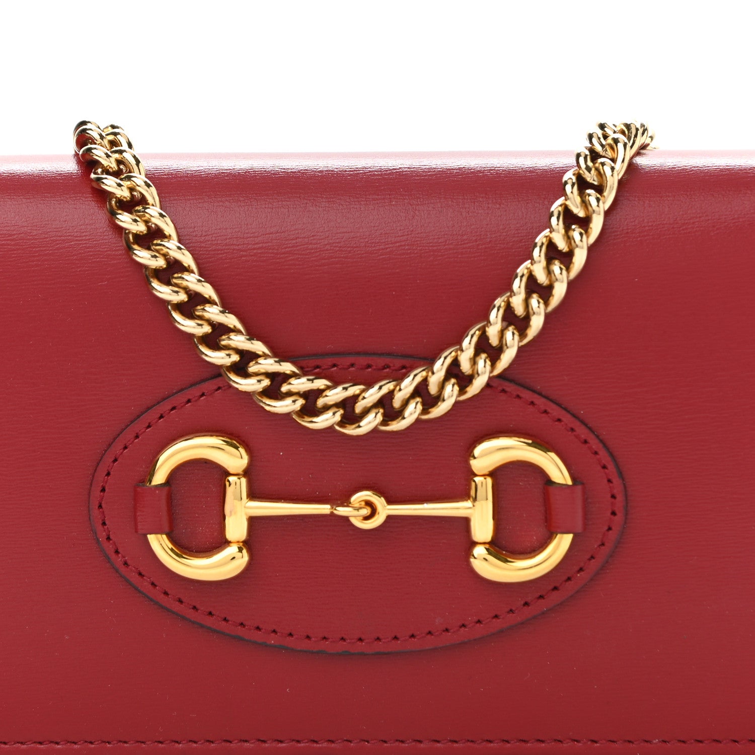 Gucci Boarded Plutone Calfskin Horsebit 1955 Wallet On Chain New Cherry Red 8 of 10