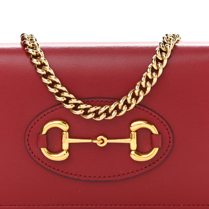 Gucci Boarded Plutone Calfskin Horsebit 1955 Wallet On Chain New Cherry Red 8 of 10