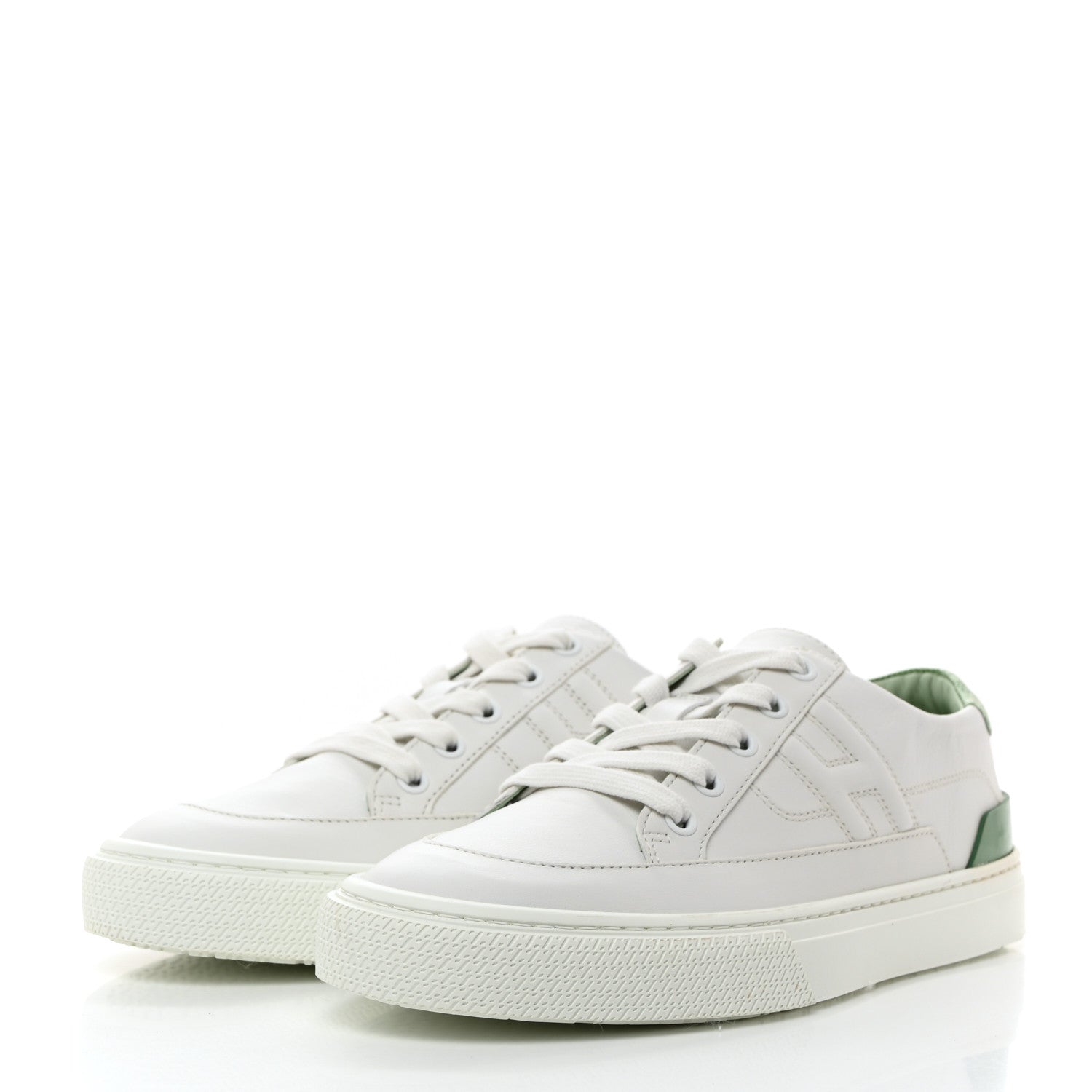 Hermes Shiny Lizard Calfskin Deep Sneakers 38 White Vert Jade 3 of 8