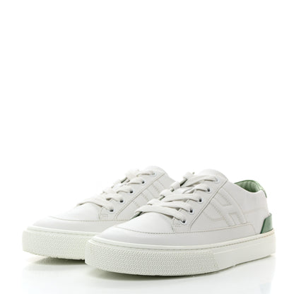Hermes Shiny Lizard Calfskin Deep Sneakers 38 White Vert Jade 3 of 8