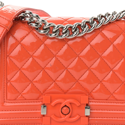 Chanel Patent Calfskin Quilted Small Plexiglass Boy Flap Orange 9 of 14