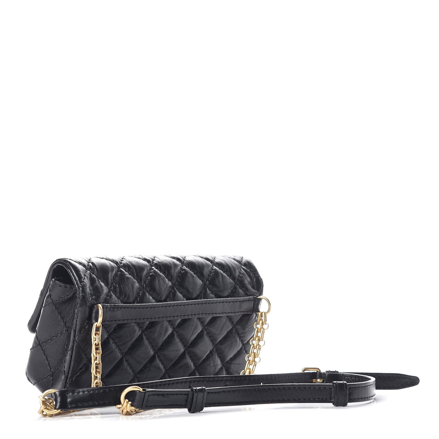 Aged Calfskin Quilted 2.55 Reissue Flap Belt Bag Clutch Black