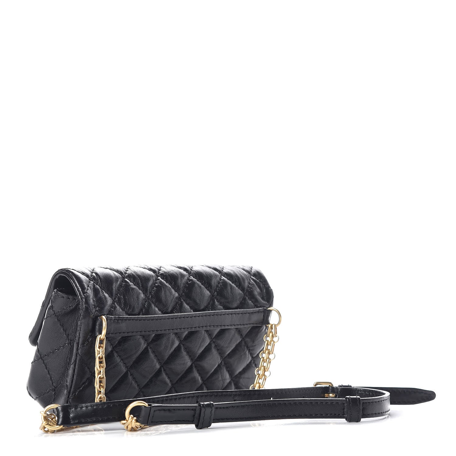 Chanel Aged Calfskin Quilted 2.55 Reissue Flap Belt Bag Clutch Black 3 of 12
