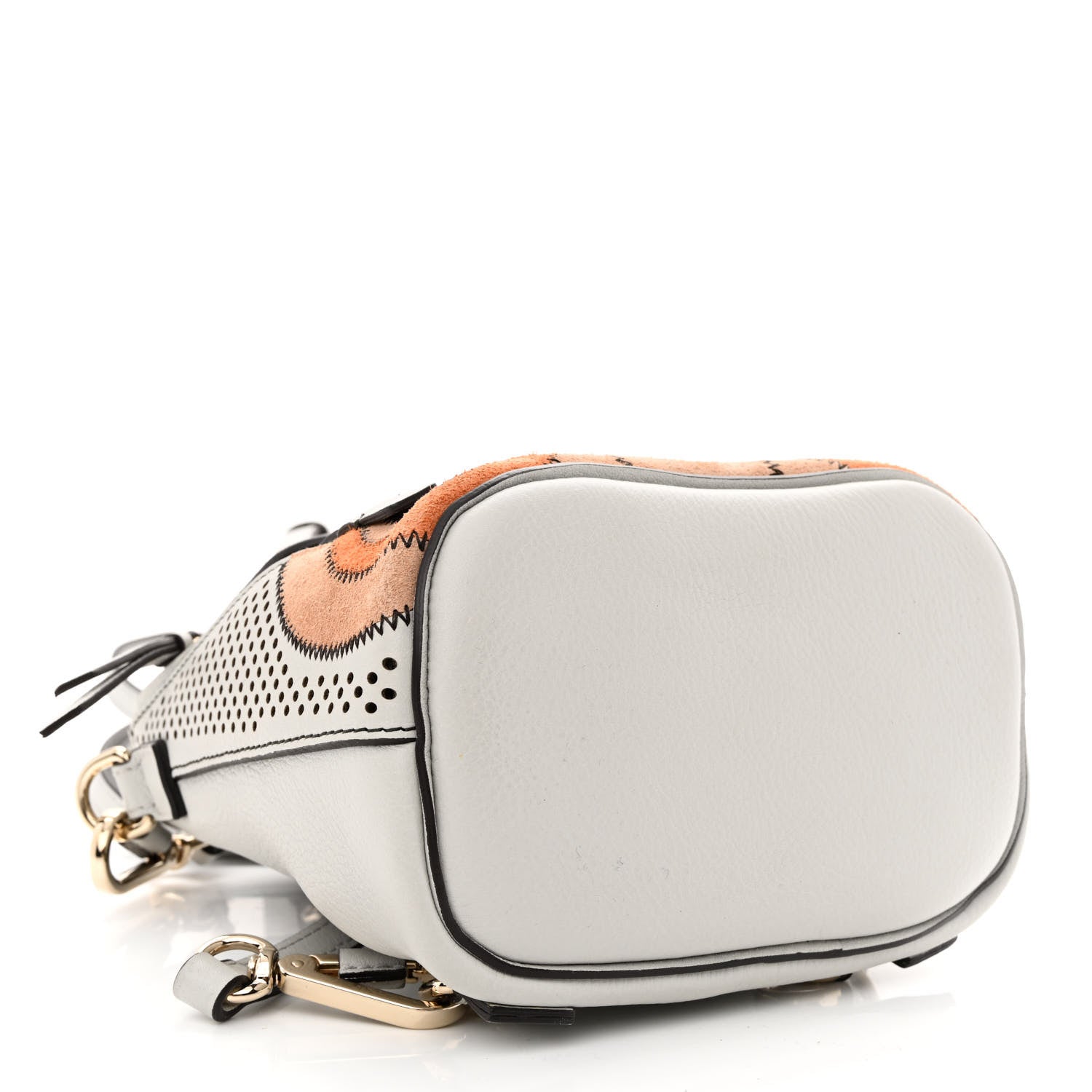 Chloe Calfskin Suede Paisley Patchwork Perforated Mini Faye Backpack Airy Grey 5 of 13