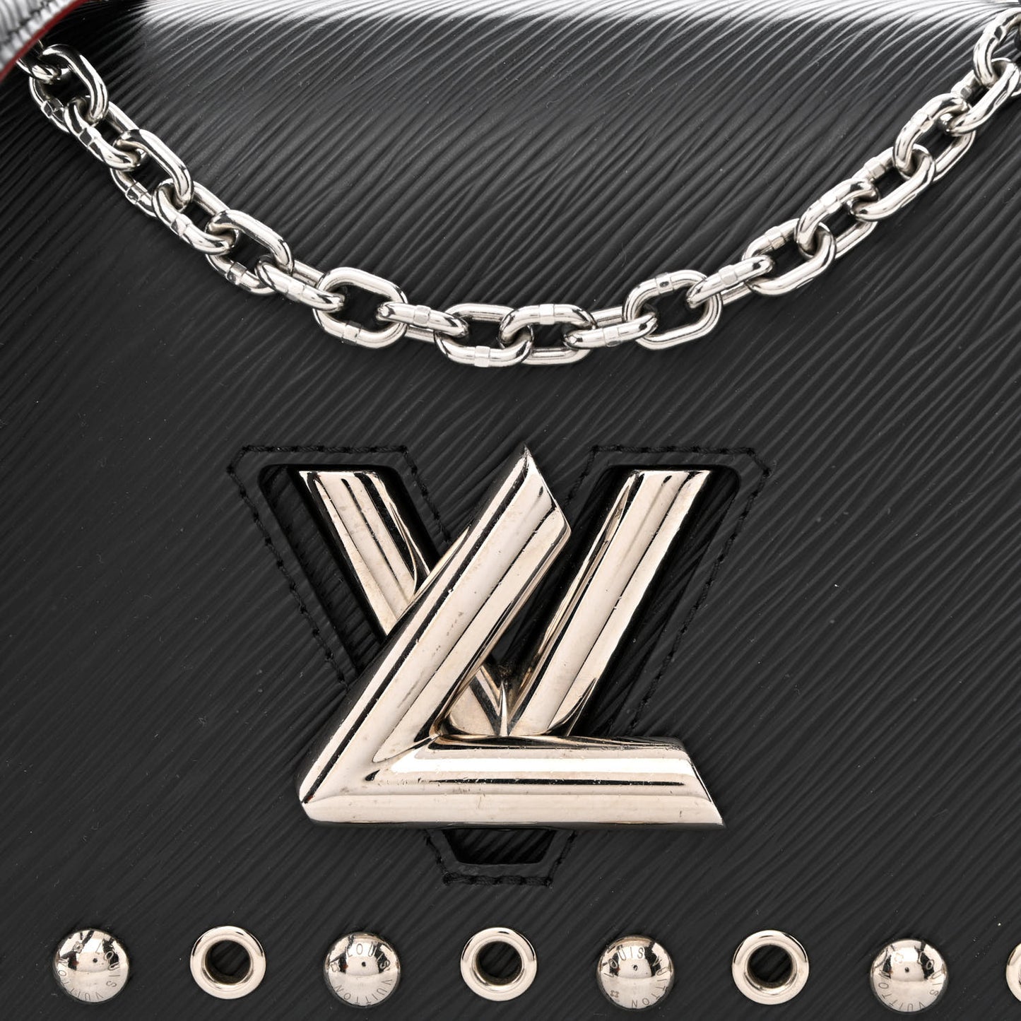 Epi Studded Twist Shoulder Bag MM Black