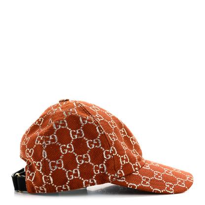 Gucci Canvas Lame GG Monogram Rush Baseball Hat S Burnt Orange Silver 5 of 9