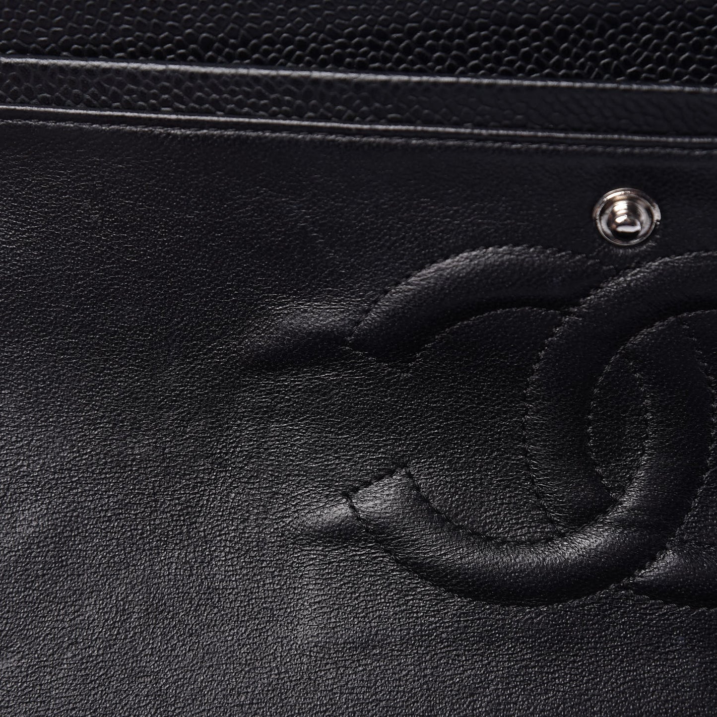 Caviar Quilted Medium Double Flap Black