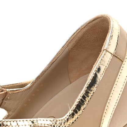 Chanel Lambskin Metallic Cap Toe Mary Jane Platform Pumps 38 Gold 11 of 12
