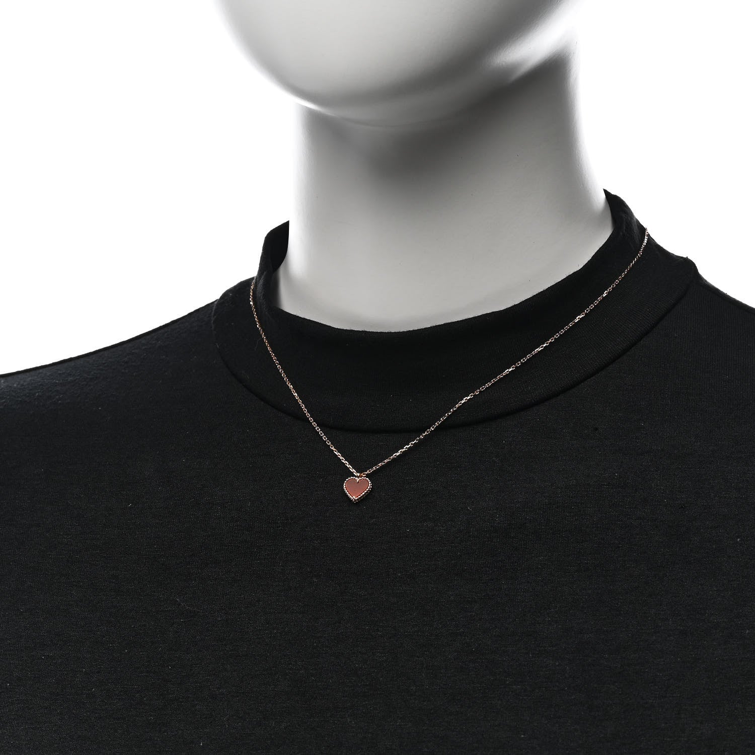 Van Cleef & Arpels 18K Rose Gold Carnelian Sweet Alhambra Heart Pendant Necklace 2 of 6