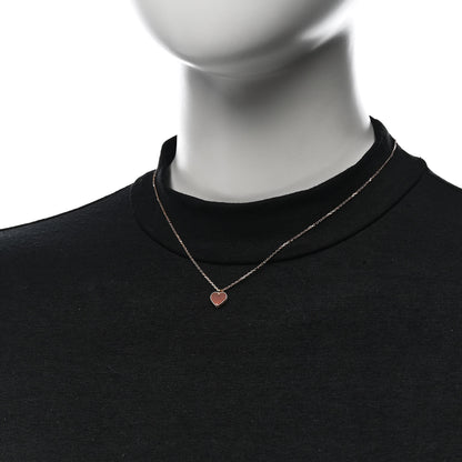 Van Cleef & Arpels 18K Rose Gold Carnelian Sweet Alhambra Heart Pendant Necklace 2 of 6